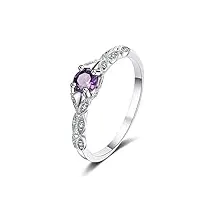 bellitia jewelry bague argent femme 925 avec améthyste violette, cadeau pour fiançailles, anniversaire, fête des mères, saint-valentin, petite amie, anneaux avec pierre de naissance