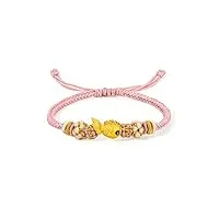 zhou liu fu bracelet en or massif 24ct chance poisson bracelet à breloques en or véritable bijoux réglables bracelet tressé pour femmes adolescentes filles