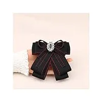 broches retro handmade ribbon bow tie brooch cloth art pearl broches for women college style ladies shirt collar pins fashion jewelry (metal color: green) (black red)