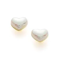 c.paravano boucles d'oreilles de coeur en plaqué or 18ct | blanc onxy clous d'oreilles asymétrique | bijoux cadeau de anniversaire saint-valentin 15mm