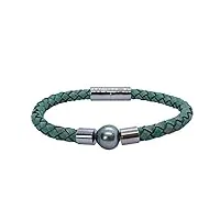 tahaa bracelet homme perle de tahiti et cuir tressé bleu brtah8567 petit: 17 cm