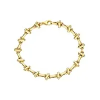 generico bracelet en or jaune 18 k, 750, mailles ovales alternées et croisées, de 4 x 8 mm, longueur 21 cm. fabriqué en italie., 21 cm, or, no gemstone