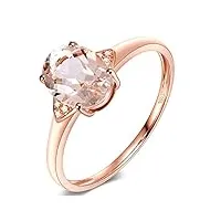 bague de fiançailles en or rose pour femme - diamant 18 carats - morganite ovale - cadeau pour femme, morganite diamant
