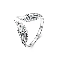 bellitia jewelry bague aile d'ange vintage à la mode, bague réglable en argent sterling 925/1000 pour femme, anneaux ajustables bijoux pour femmes filles