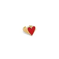 singularu - bague lovely heart red enamel - bague réglable - bague en forme de cœur en laiton avec finition plaquée or 18 carats - taille unique - bijoux pour femmes
