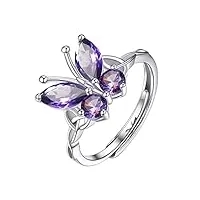 prosilver bague argent 925 femme papillon violet, anneau entrelacs celtique serti d'améthyste synthétique