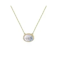 coai collier chaîne plaqué or argent 925 pendentif ovale pierre de lune femme