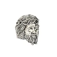 linsion bague jésus christ en argent sterling 925 ta400b taille 54 à 76, model m, uk z(68.5mm), métal