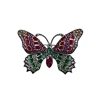 esbant 925 sterling silver beautiful women's jewelry email 35 * 25mm insecte romantique mignon avec broche papillon zircon cubique broche multicolore bijoux en perles (size : l)