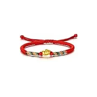 zhou liu fu bracelets en or massif 24ct, véritable bracelet en or pur, bijoux du zodiaque chinois, bracelet tressé réglable, lapin, dragon, chat, chien, cochon pour femmes, hommes, adolescentes