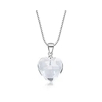 coai collier argent 925 pendentif cœur cristal de roche à facettes femme