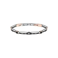 bracelet jewels homme en acier, ip noir/or rose, pierres précieuses - jm223atz19