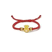 zhou liu fu 24k solid gold bracelets, real gold bracelet chinese god of wealth white green nephrite jade jewelry adjustable braided bracelet for women men teens