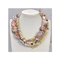 phonme bijoux 19 pouces 5 rangées pépite liberté agate jaune opale vraies pierres précieuses chaîne collier for les femmes remplissent accessoires de mode