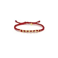 zhou liu fu 999 bracelets en or massif 24k pour femmes, bracelet de perle d'or ajusté en or réel en or pur, bracelet tressé rouge, pour femmes hommes maman adolescente fille