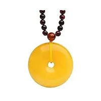 phonme collier pendentif beignet en cristal de pierre précieuse d'ambre jaune véritable naturel accessoires de mode