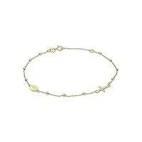 miore bracelet chapelet chretien- bracelet croix chrétienne en or jaune 9 carats 375 avec perles et charm vierge marie- longueur totale 18cm- fermoir à ressort