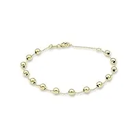 miore bracelet chapelet à perles- bracelet femme en or jaune 9 carats 375- chaîne de 18.5 cm avec 14 perles de chapelet de 4 x 4 mm- fermoir à ressort