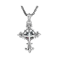 zalhin collier pendentif gem cross men s925 sterling silver hip-hop personality chaîne punk jewelry gift for boyfriend