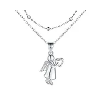 reiot collier ange pour femme en argent sterling 925 chaîne double couche avec oxyde de zirconium 3a, cadeaux d'anniversaire pour femmes et filles
