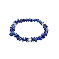 kuzzoi bracelet bouddha pour homme en lapis lazuli et perles en argent sterling 925 - bracelet extensible - longueur : 19-23 cm, 23 centimeters, pierre argent sterling caoutchouc, lapis lazouli