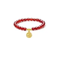 zhou liu fu 24k bravelet en or massif pour femmes, vrai bijoux en or pur daity chat bracelet perlé rouge pour hommes adolescents filles