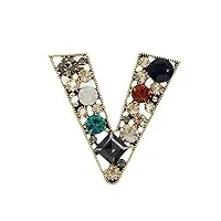 bingdonga cristal lettre v broches for femmes vintage shining pin coat accessoires broches mode grand