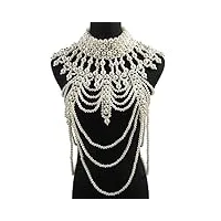 ekayg chaîne de taille big simulé perle déclaration collier colliers multicouche pendentifs colliers femmes exagérer sexy corps chaîne bijoux femme
