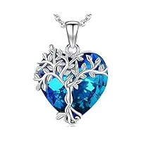 collier arbre de vie argent sterling 925 pendentif arbre de vie coeur pour femme bijoux arbre de vie avec cristal pour femme filles maman