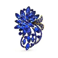 ditudo party crystal flower broches for women office banquet brooch pins rouge (color : blu)