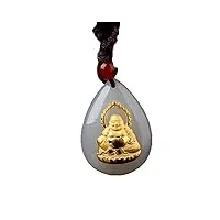 phonme pendentif en jade hotan naturel pendentif bouddha en jade incrusté d'or cadeau accessoires de mode