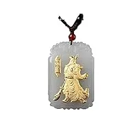 phonme pendentif en jade incrusté d'or pendentif en jade hetian en or pendentif guan gong cadeau accessoires de mode