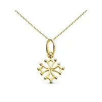 collier - médaille croix occitane or 18 carats 750/000 jaune - chaine dorée