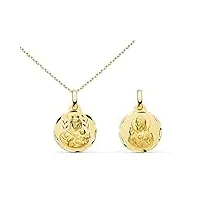 collier - médaille scapulaire or 18 carats 750/000 jaune - chaîne dorée