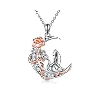 yafeini collier chat cadeaux pour femmes 925 argent sterling papillon rose lune pendentif collier bijoux cadeaux pour femmes filles fille (collier chat)