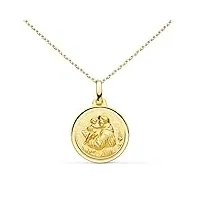 collier - médaille or 18 carats 750/1000 saint antoine de padoue - chaîne dorée - gravure offerte