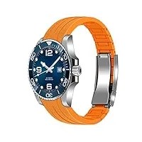 yisiwera craftsmanship bracelet de montre avec extrémités incurvées 20mm 22mm pour homme femme, courbe sans soudure silicone caoutchouc bracelet brossé poli double boucle mécanique