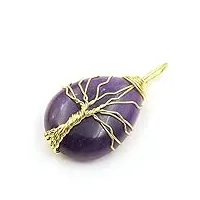 pendentif en cristal naturel arbre de vie collier en forme de lune pour femmes hommes bijoux minéraux polis cadeaux tour de cou,seul pendentif améthyste