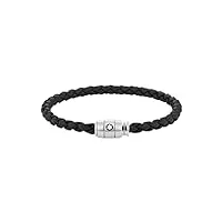 montblanc bracelet bracelet black rings leather & steel, 60 130895 marque, taille unique, métal non précieux, pas de gemme