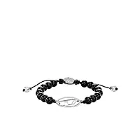 diesel bracelet pour homme, bracelet en perles d'agate noire, longueur : 250mm, largeur : 23mm, hauteur : 11mm, dx1434040