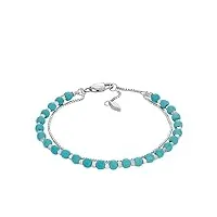 fossil bracelet pour femmes, bracelet en perles de turquoise reconstituée, longueur : 165mm+35mm, largeur : 4mm, jf04445040