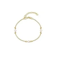 amberta bracelet avec perle en argent sterling 925 pour femme: bracelet en or avec perles fines 4-5 mm