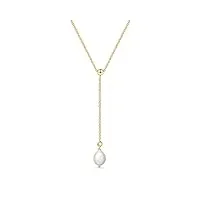 amberta collier avec perle en argent sterling 925 pour femme: collier y avec une perle 8-9 mm - plaqué or