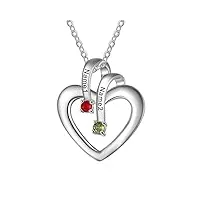 jeweidea collier personnalisé collier femme argent collier avec noms gravé pendentif collier coeur maman de fille cadeaux fête des mères cadeaux personnalisés