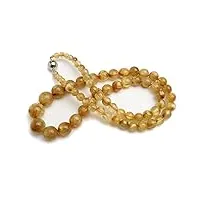 colliers colliers collier de perles rondes en cristal de quartz rutile naturel jaune doré véritable 5-12 mm