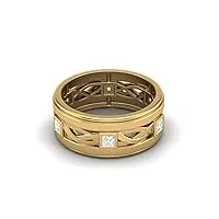 0.30 ctw carré moissanite diamant bande de corde torsadée bagues empilables en argent sterling 925 pour hommes et femmes anneau d'argent de la sagesse (vermeil d'or, 54)
