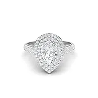 mooneye diamant moissanite en forme de poire 9x6mm 925 argent massif solitaire alliance halo pour femme bague de fiançailles (argent sterling, 52)