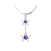 cazaru colliers pour femmes filles améthyste pendentif en argent sterling 925 avec chaîne de 16/18 pouces bijoux pour femmes colliers ras du cou