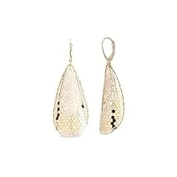 gioiello italiano - boucles d'oreilles pendantes avec tissage hexagonal en or 14kt, 5.5cm pour femmes