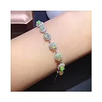zedaro opale 925 argent incrusté d'opale naturelle exquise détection de soutien du bracelet à la main des femmes